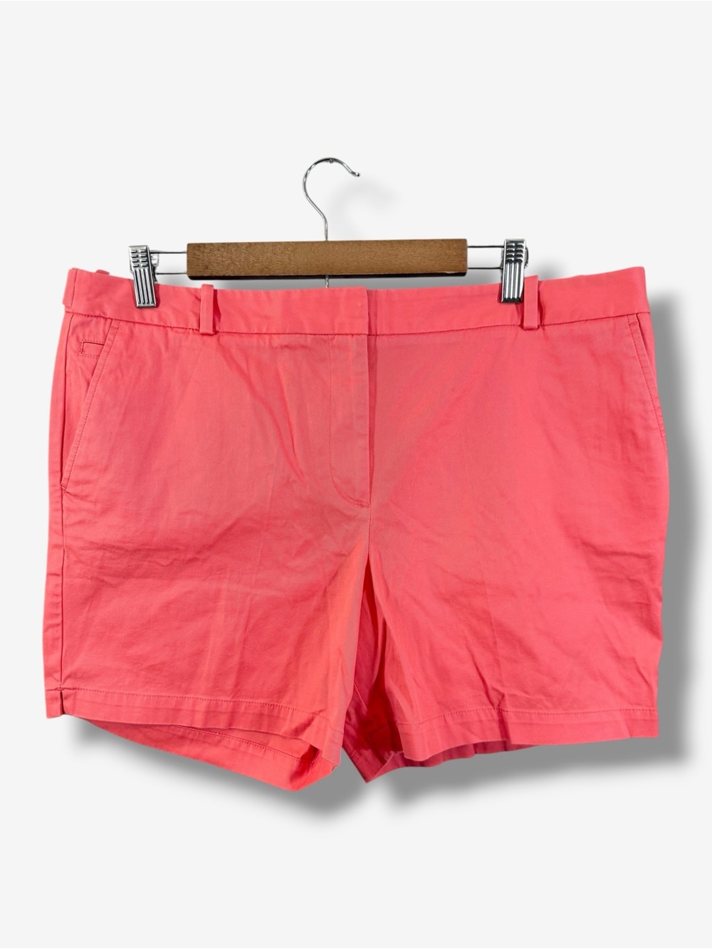 Talbots Chino Midi Shorts Size 14 Coral Orange Preppy Casual Summer Coastal